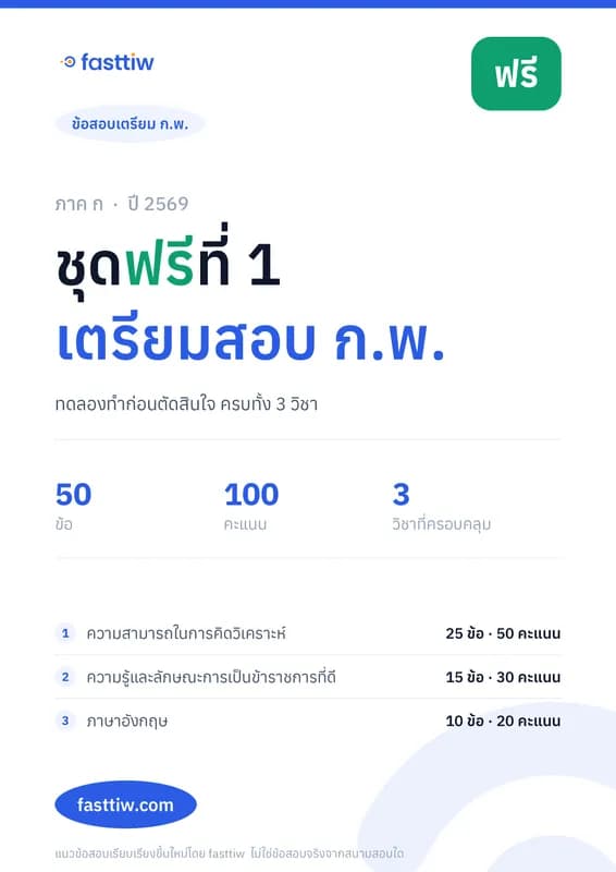 ฟรี ข้อสอบ ก.พ. ภาค ก ชุดที่1